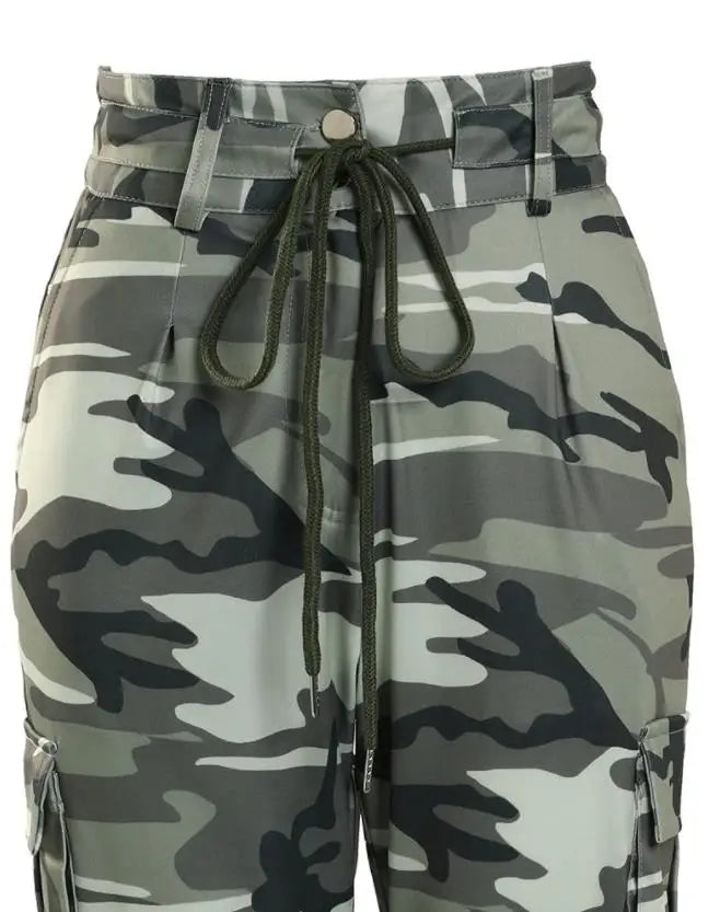 Pantalon Cargo Femme Imprimé Camouflage avec Cordon de Serrage et Poches – Style Safari Décontracté - BLACKBEARD OUTDOOR INDUSTRIES