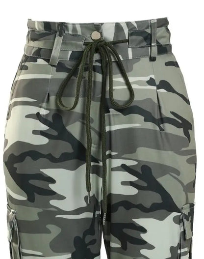 Pantalon Cargo Femme Imprimé Camouflage avec Cordon de Serrage et Poches – Style Safari Décontracté - BLACKBEARD OUTDOOR INDUSTRIES
