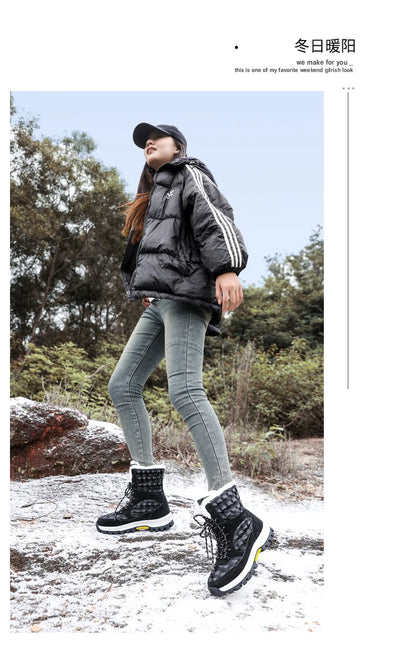 Bottes de Neige Femme Hiver 2024 – Sneakers Chaudes à Fourrure, Semelle Épaisse, Imperméables – Bottines Mi-mollet Outdoor - BLACKBEARD OUTDOOR INDUSTRIES