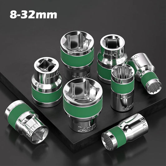 Jeu de Douilles 8-32 mm | Hexagonales 1/2" – Renforcées & Épaissies | Pour Clé à Chocs ou Pneumatique - BLACKBEARD OUTDOOR INDUSTRIES