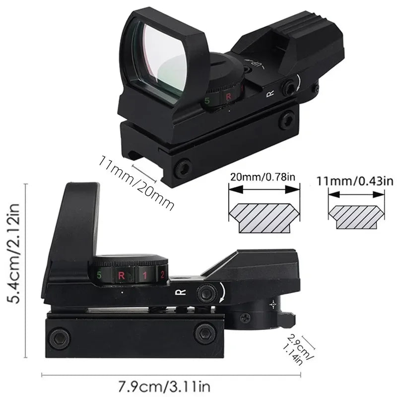 Viseur Reflex 1X40 HD101 Red Dot Sight — 4 Réticules Rouge/Vert pour Rail 11 mm ou 20 mm - BLACKBEARD OUTDOOR INDUSTRIES