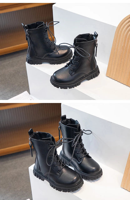 bottines fille cuir noir Ma boutique