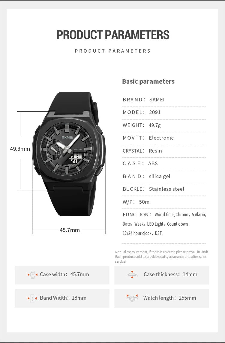 Montre de Sport SKMEI 2091 pour Homme – Montre Numérique Militaire Résistante à l'Eau avec Fonction Compte à Rebours et Date - BLACKBEARD OUTDOOR INDUSTRIES