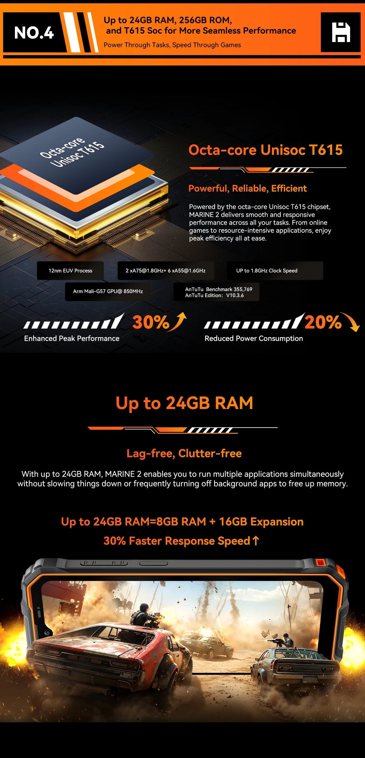 Blackview OSCAL Marine 2 Rugged Smartphone AI, 6.56'' HD+ Display, Unisoc T615, 24(8+16)GB 256GB, 11000mAh, Android 15 Phone NFC BLACKBEARD OUTDOOR INDUSTRIES