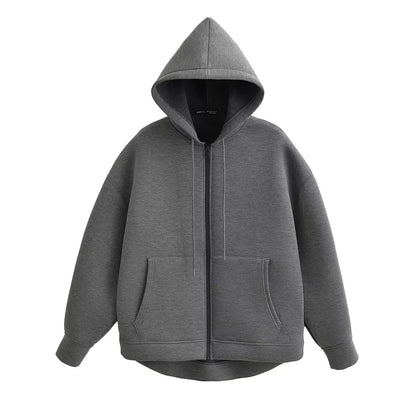 Veste à Capuche Grise femme - Manteau à Manches Longues avec Poches Spacieuses et Fermeture Éclair - Veste Décontractée et Légère pour Femme - BLACKBEARD OUTDOOR INDUSTRIES