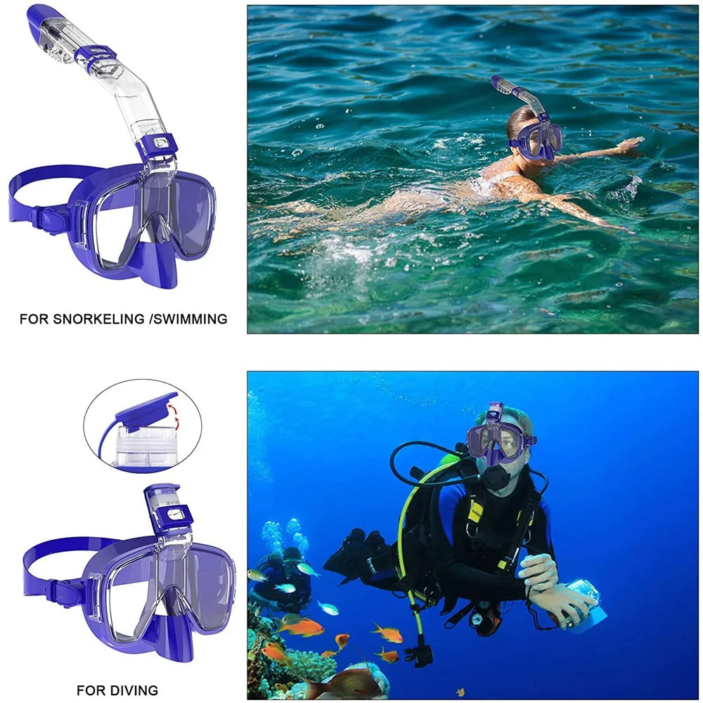 Masque de Plongée Demi-Visage avec Tuba pour Enfants et Adultes – Anti-Buée, Étanche, Respirabilité Sécurisée - BLACKBEARD OUTDOOR INDUSTRIES