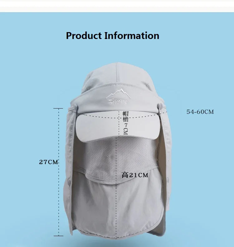 Chapeau de Protection UV d'Été – Casquette Anti-UV avec Protection du Cou et du Visage, Pliable, Séchage Rapide, Imperméable, Idéale pour Randonnée, Pêche et Activités Outdoor - BLACKBEARD OUTDOOR INDUSTRIES