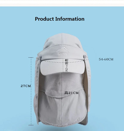 Chapeau de Protection UV d'Été – Casquette Anti-UV avec Protection du Cou et du Visage, Pliable, Séchage Rapide, Imperméable, Idéale pour Randonnée, Pêche et Activités Outdoor - BLACKBEARD OUTDOOR INDUSTRIES