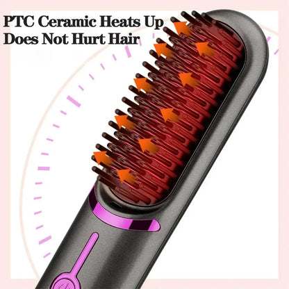 Brosse Lissante Sans Fil – Brosse Chauffante Anti-Frisottis Portable avec Batterie Rechargeable | Idéale pour Voyage & Maison - BLACKBEARD OUTDOOR INDUSTRIES