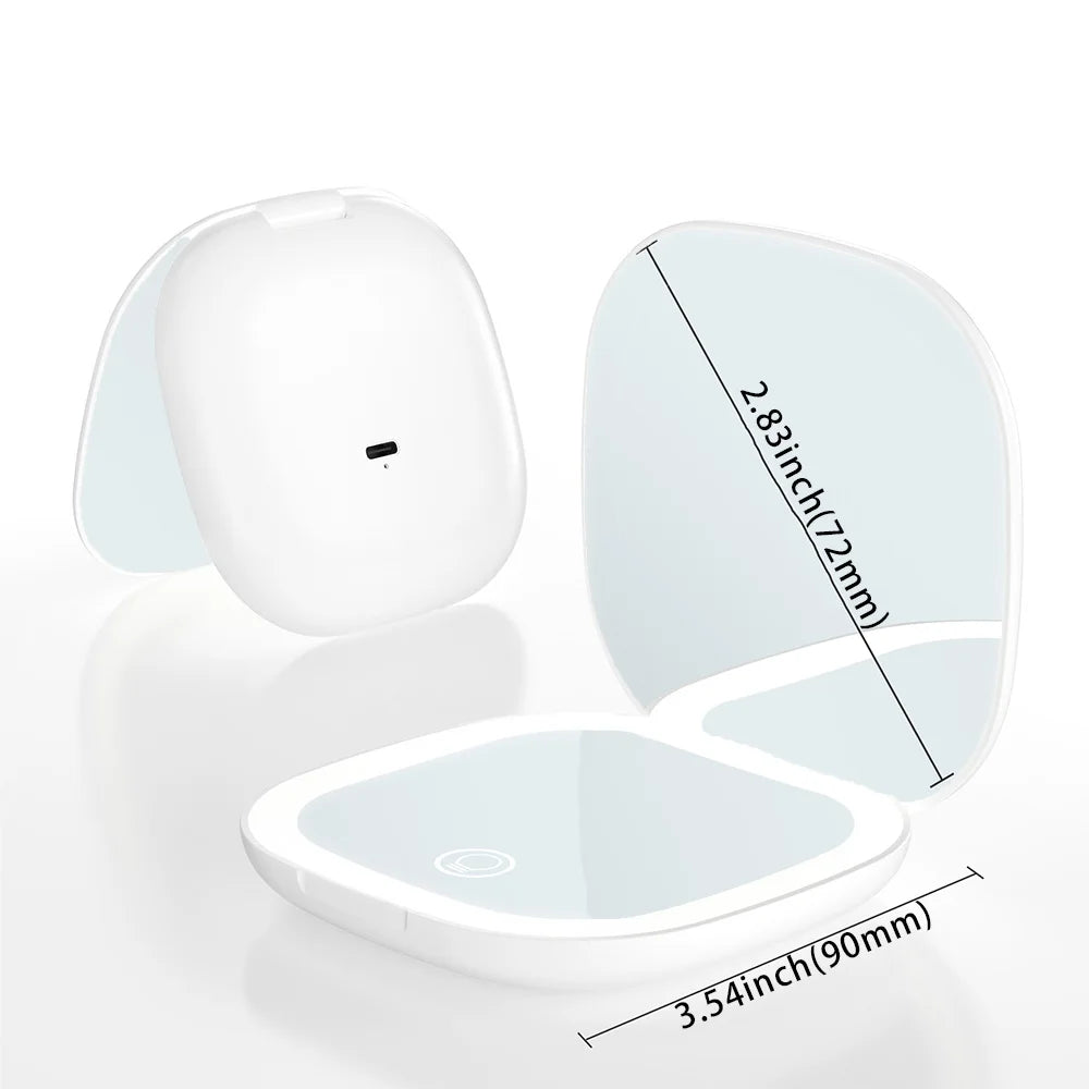 Mini Miroir de Maquillage Pliable avec LED – Grossissement 5x / 10x, Rechargeable, Miroir de Poche Compact - BLACKBEARD OUTDOOR INDUSTRIES