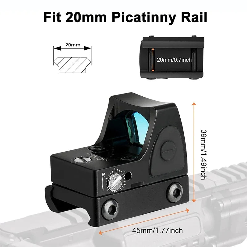 Mini MR Red Dot Sight — Viseur Reflex Compact 1× avec Montage Rail 20 mm - BLACKBEARD OUTDOOR INDUSTRIES