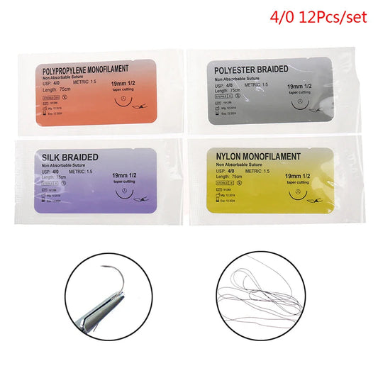 Kit de Suture pour Entraînement Médical – 12 pièces Nylon Monofilament & Aiguille en Acier Inoxydable Ma boutique