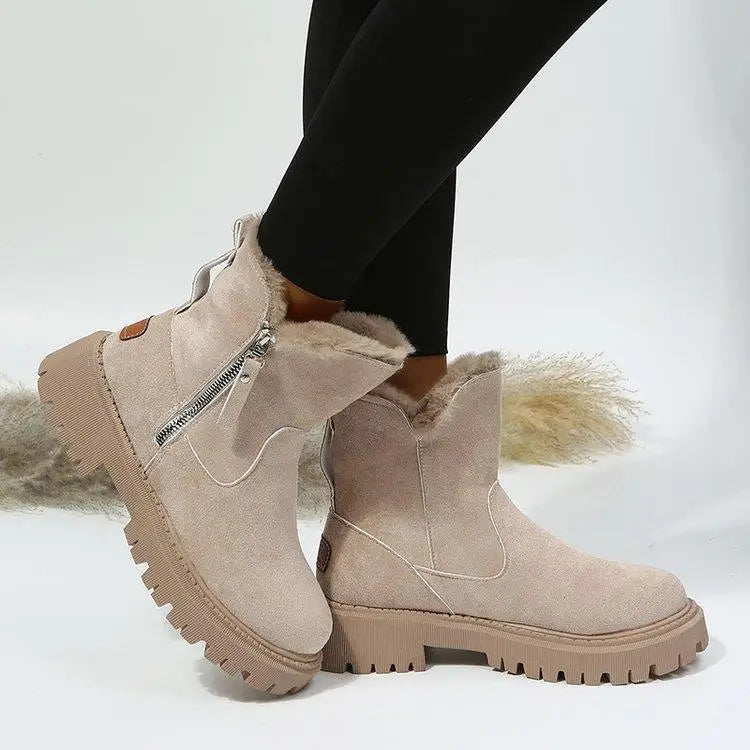 Bottes d'Hiver Femme 2024 - Bottes de Neige à Fourrure, Mi-Mollet, Imperméables et Chaudes, Bottes de Randonnée Extérieures pour Femme - BLACKBEARD OUTDOOR INDUSTRIES