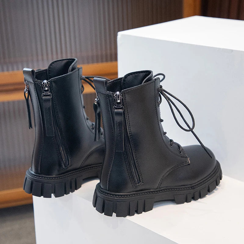 bottines fille cuir noir Ma boutique