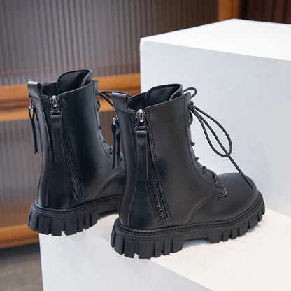 bottines fille cuir noir Ma boutique