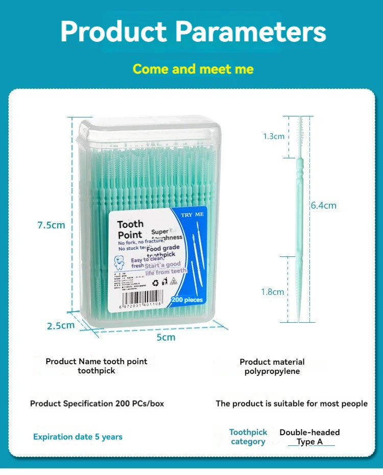 Toothpick Brosse – 200 Pièces en Boîte | Brossettes Interdentaires Jetables pour Adulte Ma boutique
