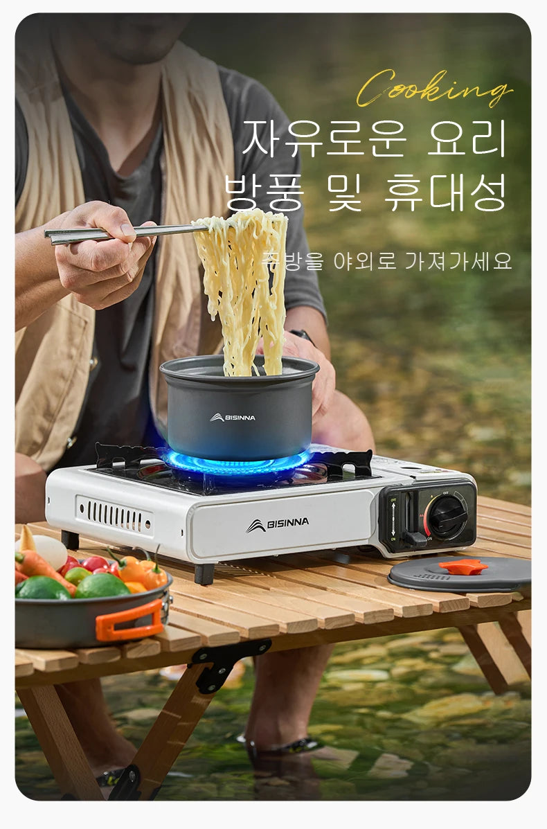 BISINNA Picnic Stove - Réchaud Portable à Gaz Butane avec 3 Couches de Sécurité - BLACKBEARD OUTDOOR INDUSTRIES