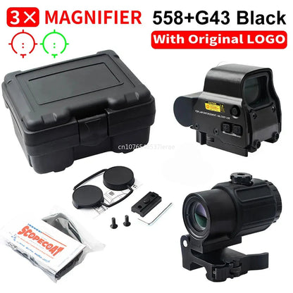Viseur Holographique 558 avec Magnificateur G33/G43 3X ou G45 5X – Lunette Tactique pour Rail 20 mm – Airsoft, Chasse, Tir Ma boutique