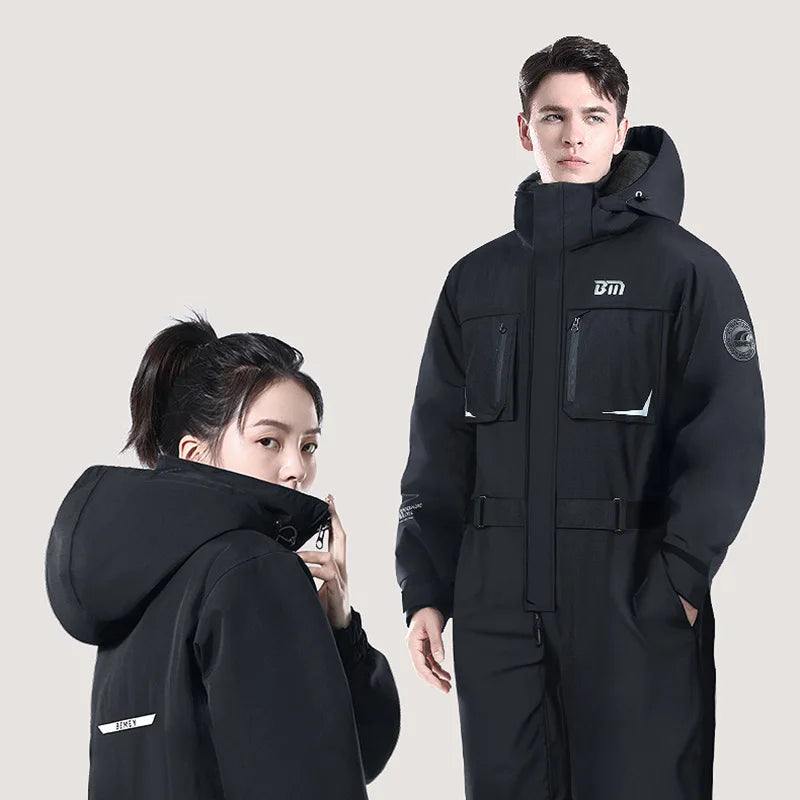 Motorcycle Riding Winter Coldproof Clothing Winter Fashion Waist Designwarm Cotton Jumpsuit Thickened Waterproof Snowmobile Suit BLACKBEARD OUTDOOR INDUSTRIES