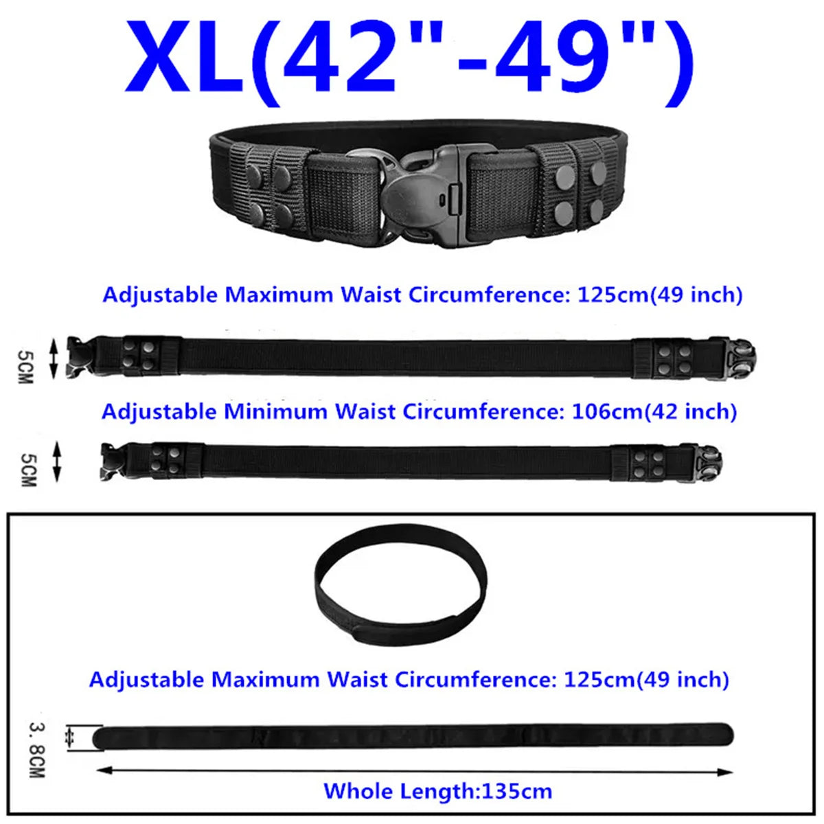 Ceinture Tactique Homme 1.97" en Nylon – Ceinture de Sécurité et de Service avec Boucle POM, Ceinture de Chasse et d'Utilité, Ceinture Polyvalente pour Activités Tactiques et Sécurité BLACKBEARD OUTDOOR INDUSTRIES