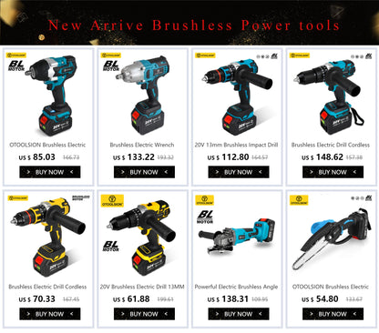 OToolsion 20V 13MM Perceuse sans fil à moteur Brushless – Visseuse à impact pour béton BLACKBEARD OUTDOOR INDUSTRIES