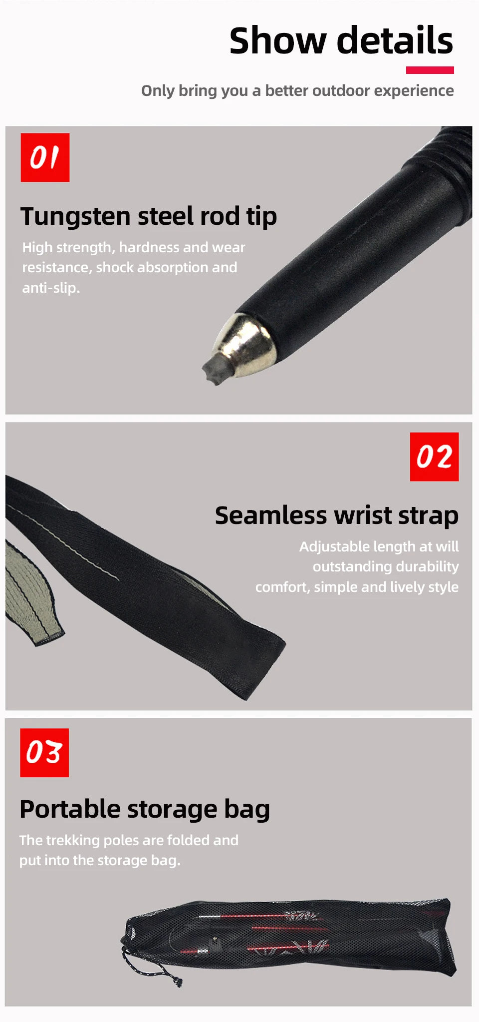 Bâton de Randonnée Pliable 5 Sections – PACOONE | Léger, Télescopique & Portable – 130 cm - BLACKBEARD OUTDOOR INDUSTRIES