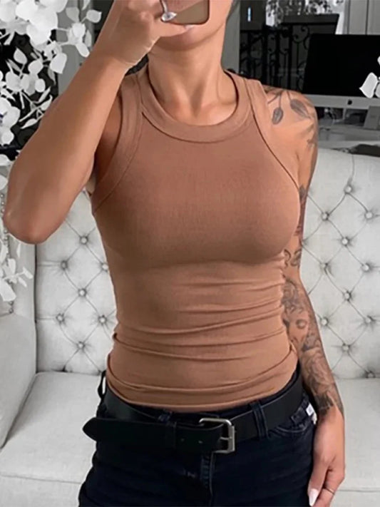 Débardeur Femme à Col Rond – Top Élastique Uni avec Détails en Dentelle, Débardeur de Base pour l'Été - BLACKBEARD OUTDOOR INDUSTRIES