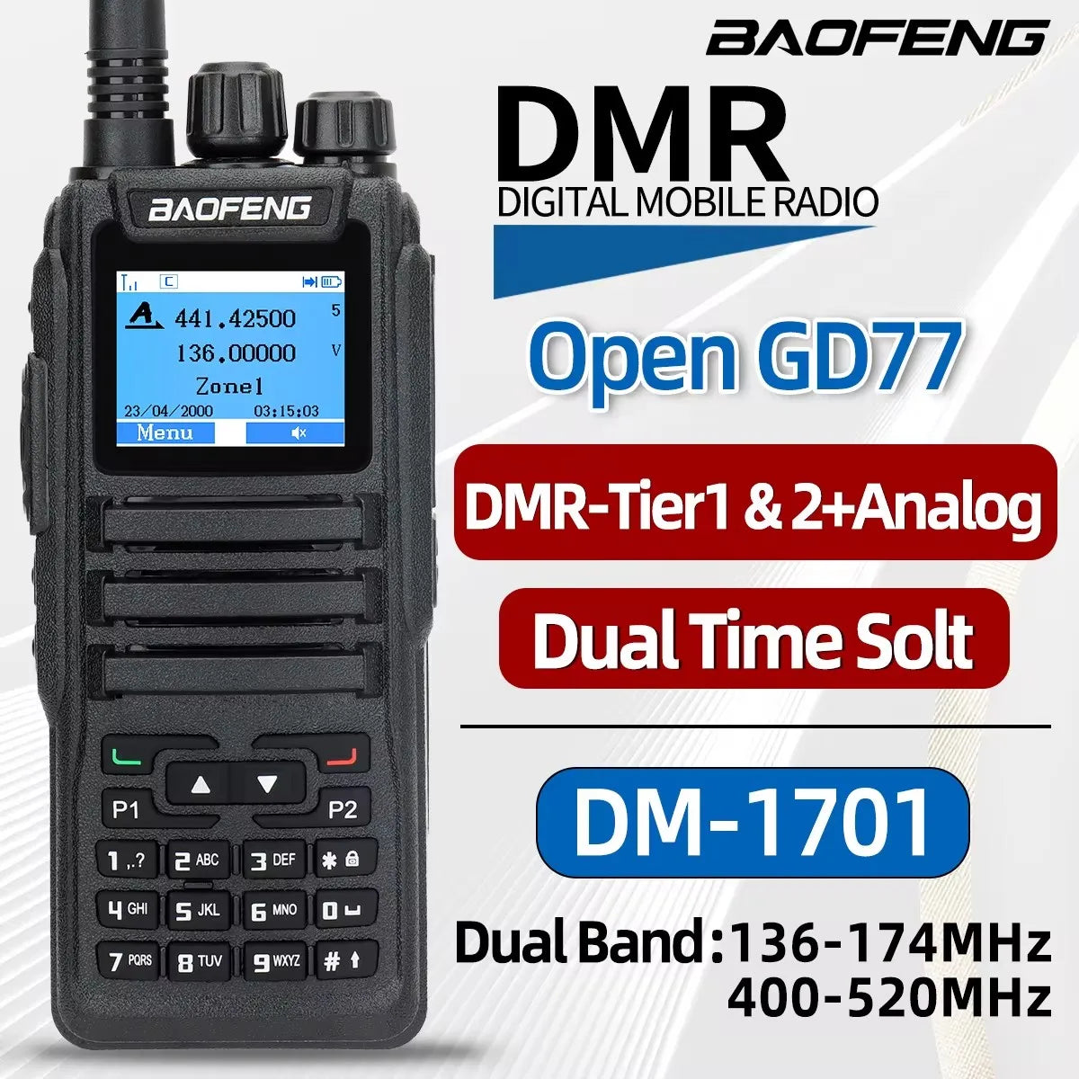 Talkie Walkie Baofeng DMR DM-1701 Digital & Analog - Dual Mode, Haute Performance - BLACKBEARD OUTDOOR INDUSTRIES