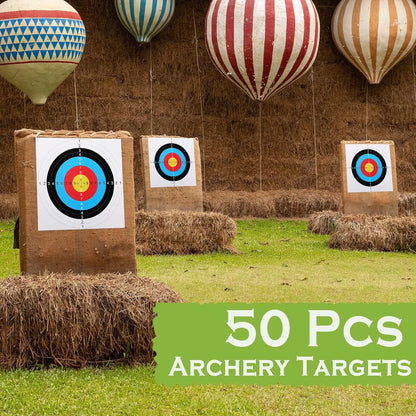 Lot de 10 ou 50 Cibles Papier 40x40 cm – Entraînement Précis Tir à l'Arc, Airsoft, Arbalète et Chasse - BLACKBEARD OUTDOOR INDUSTRIES