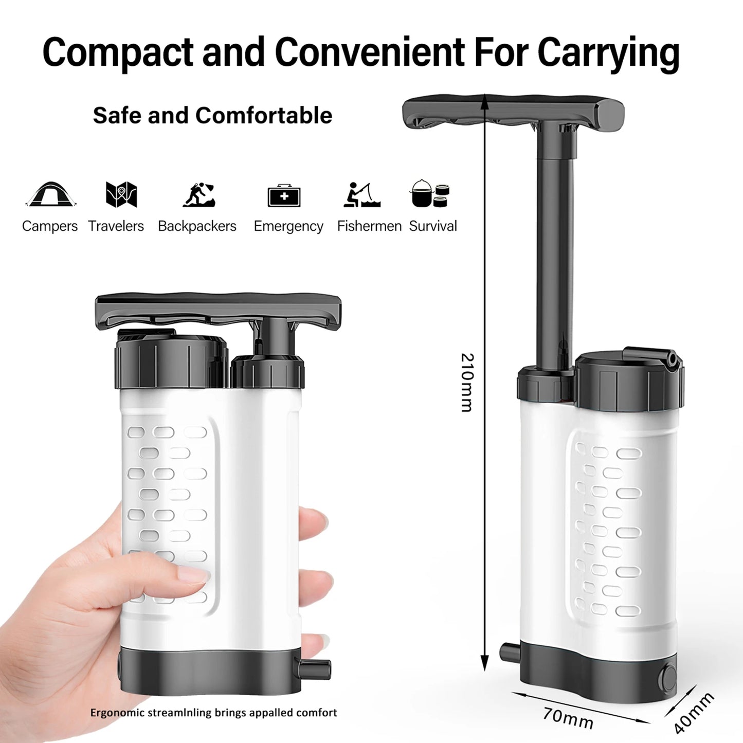 Pompe Purificateur d’Eau avec Filtre 0.01 Micron – Système de Filtration Portable pour Survie, Camping & Randonnée - BLACKBEARD OUTDOOR INDUSTRIES
