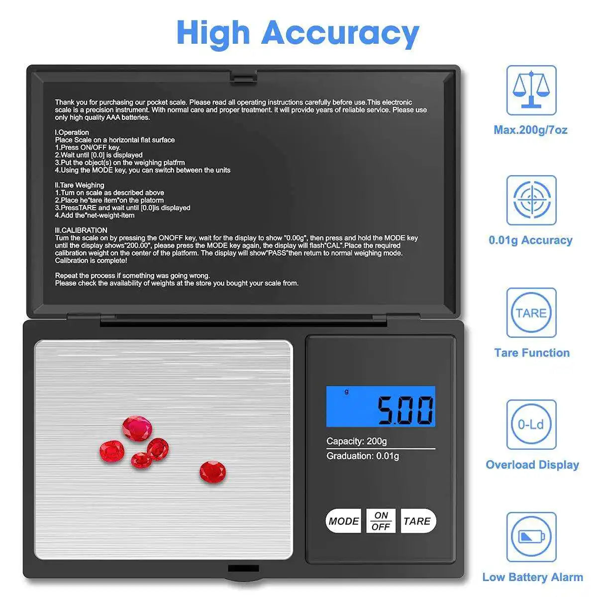 Mini Balance de Précision Numérique 0.01g – Échelle Électronique Portable pour Or, Bijoux, Poudres & Plus Ma boutique
