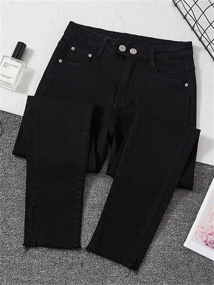 Jeans Femme Skinny Denim Noir – Pantalon Taille Haute Vintage, Stretch Légère - BLACKBEARD OUTDOOR INDUSTRIES