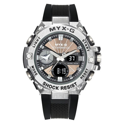 Montre Homme Énergie Solaire STRYVE – Style Acier Inoxydable – Double Affichage Analogique & Digital – Multifonction – Étanche 50M - BLACKBEARD OUTDOOR INDUSTRIES
