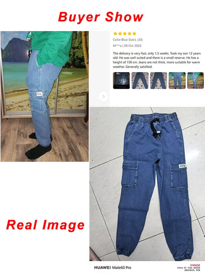 Pantalon Jean Cargo Homme Grande Taille – Style Décontracté Multi-Poches - BLACKBEARD OUTDOOR INDUSTRIES