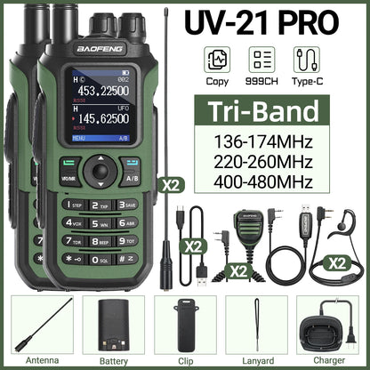 Lot de 2 Talkie-Walkies Baofeng UV-21 Pro V2 – Multi-bande, 999 Canaux, USB-C, Écran Couleur - BLACKBEARD OUTDOOR INDUSTRIES