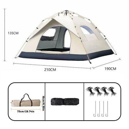 Tente Extérieure Automatique | 3 à 4 Personnes – Étanche & Anti-UV | Ouverture Rapide pour Camping, Plage, Pêche - BLACKBEARD OUTDOOR INDUSTRIES