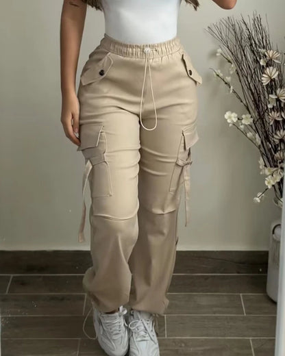 Pantalon Cargo Femme Imprimé Camouflage avec Cordon de Serrage et Poches – Style Safari Décontracté - BLACKBEARD OUTDOOR INDUSTRIES