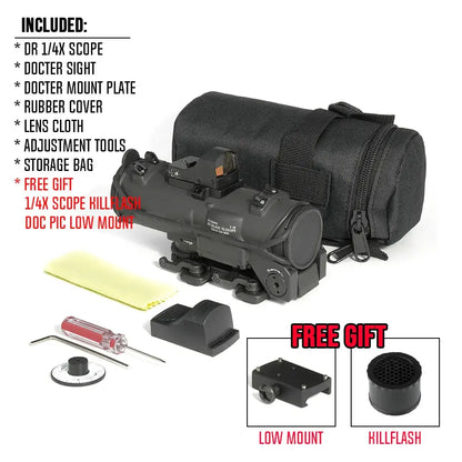 Viseur Tactique DR 1-4X GEN3 Double Fonction avec Réticule Rouge – Optique de Précision pour Fusil, Airsoft et Tir de Chasse Ma boutique