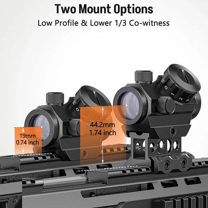 Viseur Point Rouge 2 MOA – Reflex Sight 1x25mm avec Montage Rehausseur 1" | Étanche, Antichoc, Antibuée Ma boutique