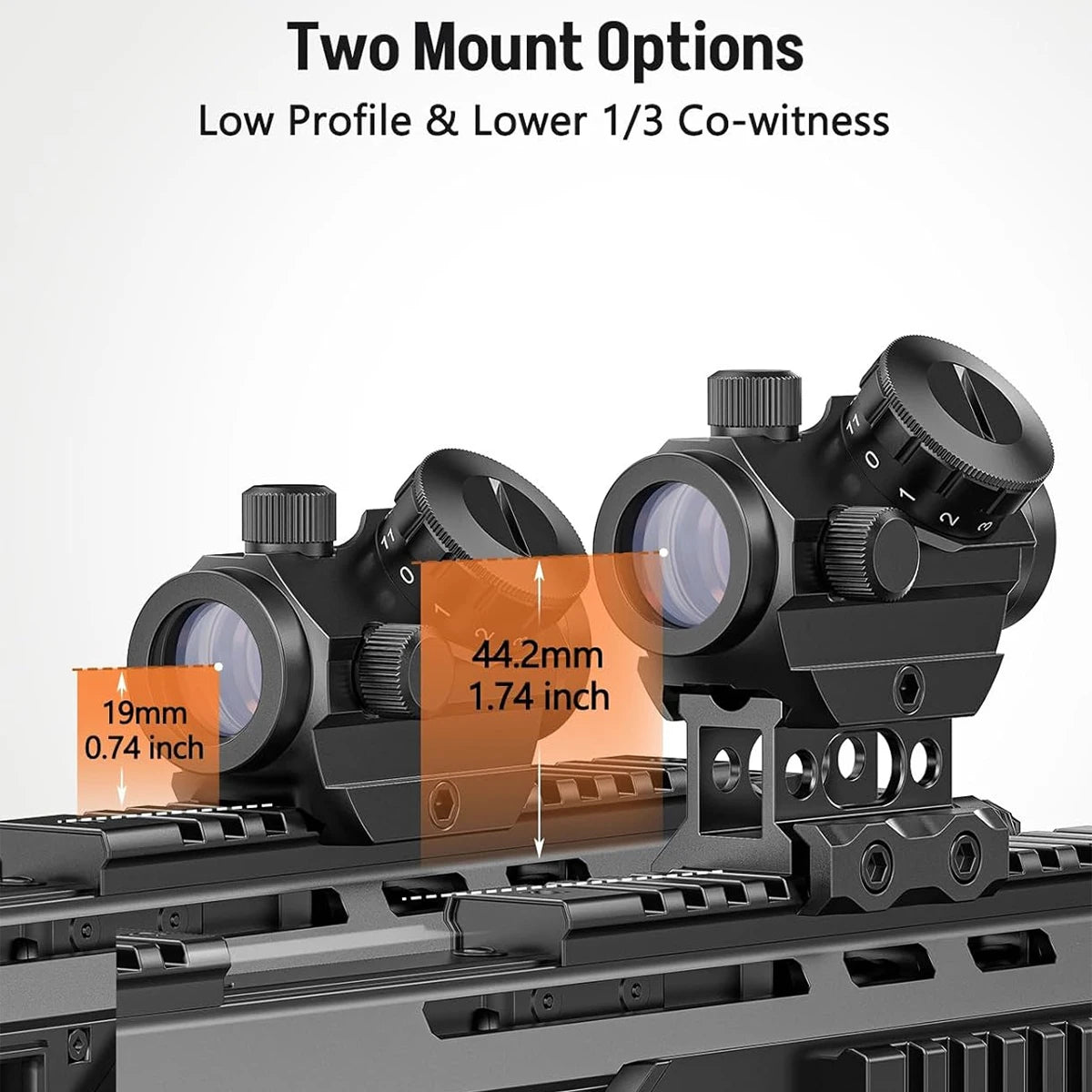 Viseur Point Rouge 2 MOA – Reflex Sight 1x25 mm – Étanche, Antichoc et Anti-buée – Avec Rehausseur de 1 pouce - BLACKBEARD OUTDOOR INDUSTRIES