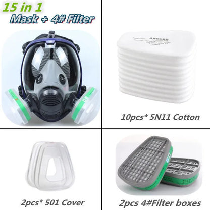 Masque à Gaz Chimique 6800 — Respirateur Anti-poussière et Anti-buée avec Filtres pour Gaz Organiques, Gaz Acides, Ammoniac et Soudure - BLACKBEARD OUTDOOR INDUSTRIES