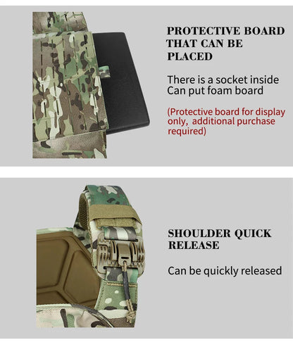 Gilet Tactique ARTEX - Gilet de Combat Léger à Libération Rapide - Porte-Plates 1000D en Polyester avec Système MOLLE - Chaleco Tactico - Gilet Militaire BLACKBEARD OUTDOOR INDUSTRIES