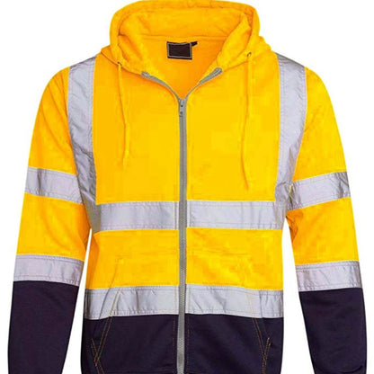 Sweat à Capuche Réfléchissant Haute Visibilité - Vêtement de Travail de Protection, Coloris Bloc, Fermeture Éclair - BLACKBEARD OUTDOOR INDUSTRIES