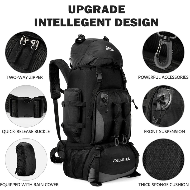 Sac à Dos de Randonnée Imperméable 90L – Sac de Voyage et de Camping avec Grande Capacité, Idéal pour Trekking et Aventures Extérieures - BLACKBEARD OUTDOOR INDUSTRIES