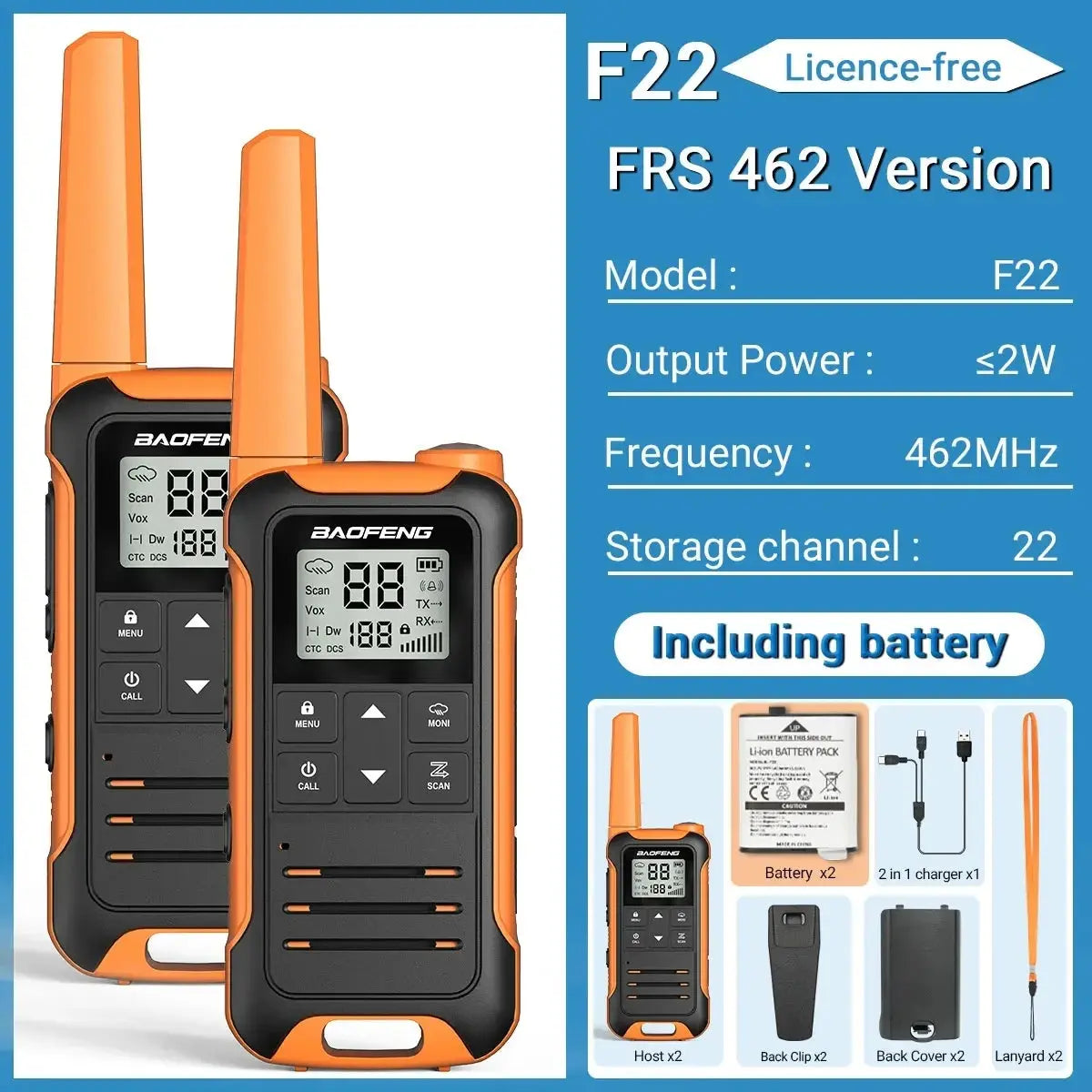 Baofeng F22 - Talkie-Walkie Portable PMR/FRS - Longue Portée et Multifonctions Ma boutique