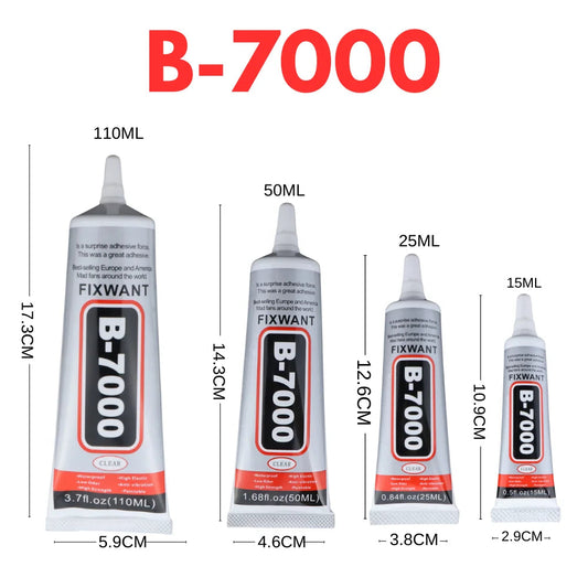 Colle B-7000 - Adhesif Universel Transparent pour Réparation d'Écran de Téléphone - Disponible en 15ML, 25ML, 50ML, 110ML avec Applicateur de Précision BLACKBEARD OUTDOOR INDUSTRIES