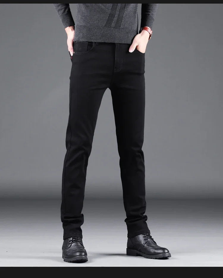 Jeans Slim Pure Black pour Homme - Élasticité, Coupe Droite, Mode Décontractée BLACKBEARD OUTDOOR INDUSTRIES
