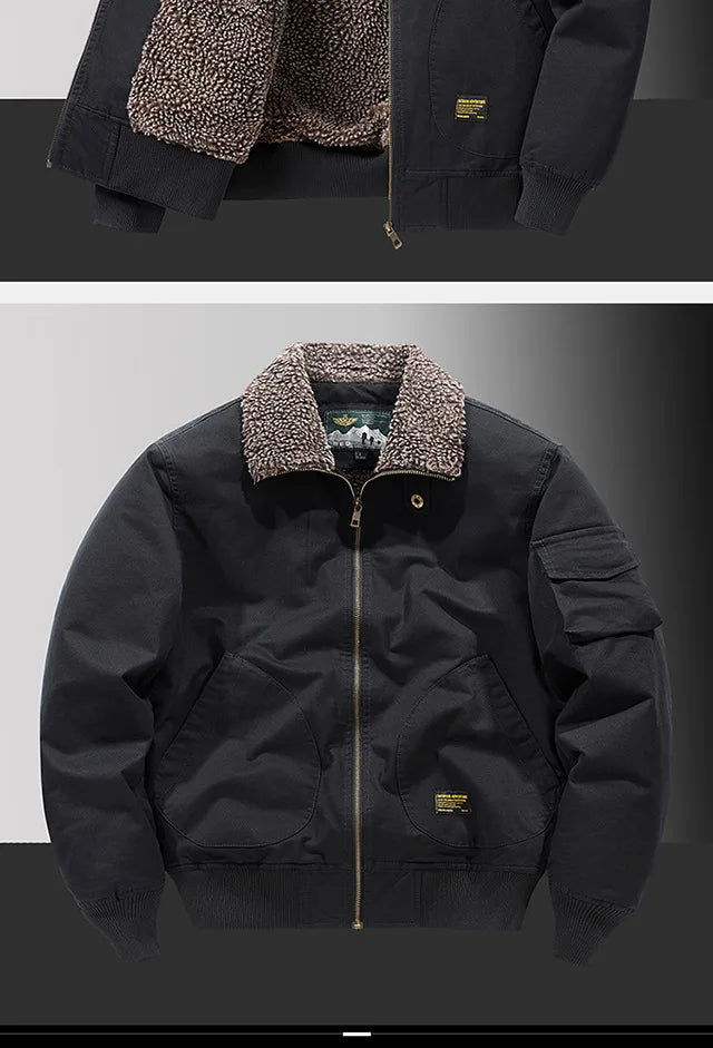Veste d'Hiver Homme – Bombardier avec Doublure en Laine, Veste à Col Roulé, Manteau en Coton Chaud et Douillet – Parfaite pour les Voyages et le Travail BLACKBEARD OUTDOOR INDUSTRIES