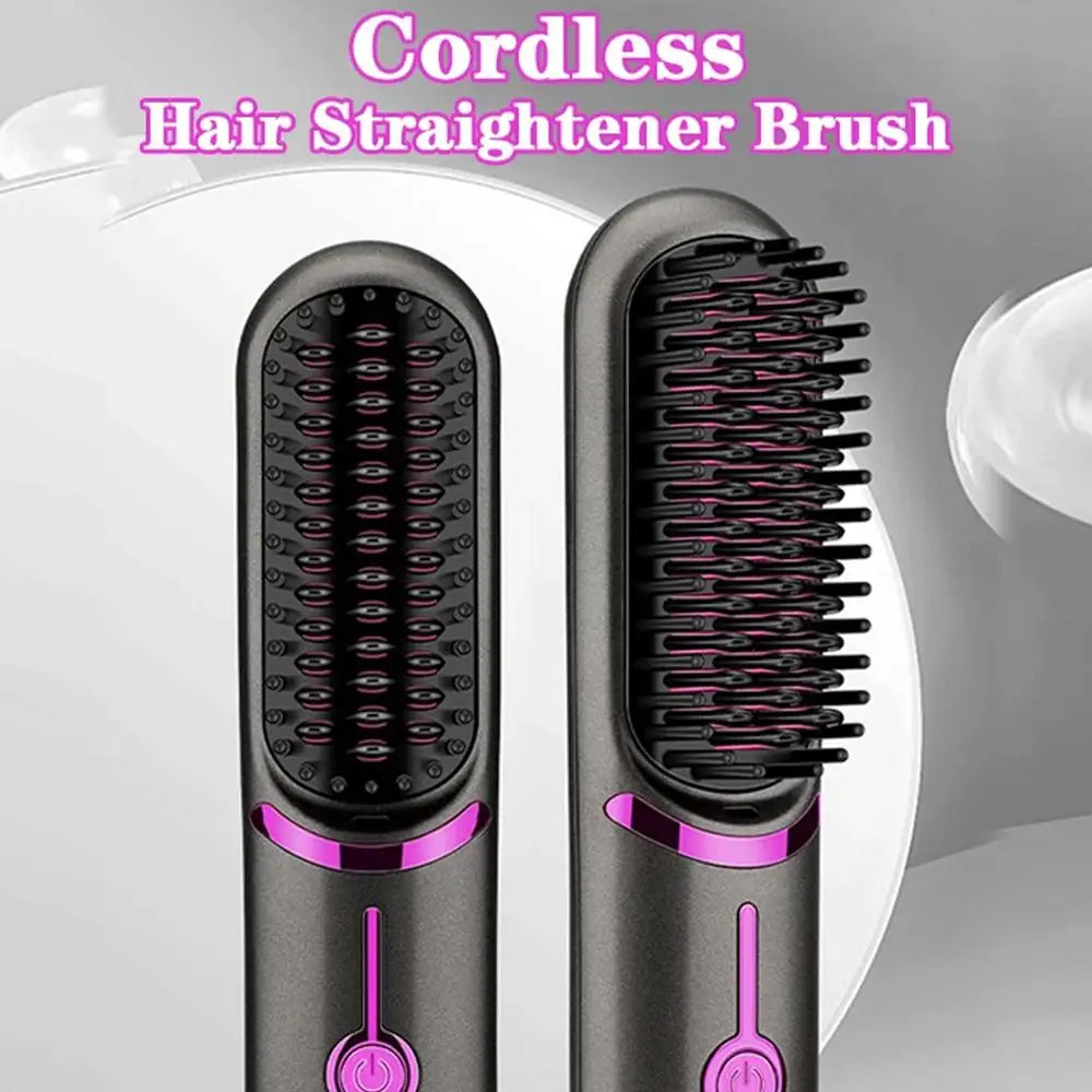 Brosse Lissante Sans Fil – Brosse Chauffante Anti-Frisottis Portable avec Batterie Rechargeable | Idéale pour Voyage & Maison - BLACKBEARD OUTDOOR INDUSTRIES
