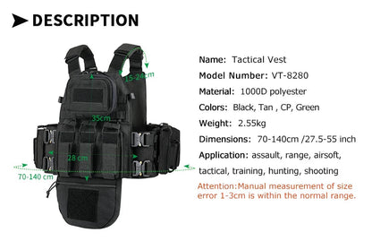 Gilet Tactique YAKEDA Camouflage Outdoor – Gilet de Formation Respirant et Résistant à l'Usure, Multifonction pour Combat CS et Entraînement BLACKBEARD OUTDOOR INDUSTRIES